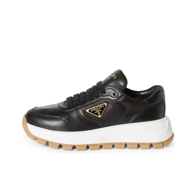 PRADA Triangle-logo Leather Sneakers-0