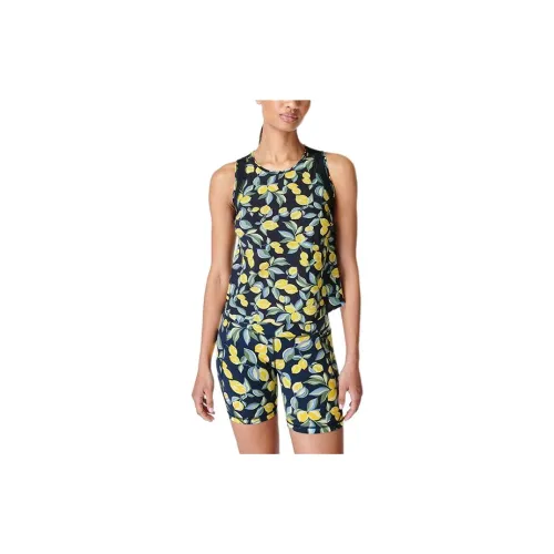 Sweaty Betty Sleeveless Sports Shirts Women's Blue Background With Lemon Tree