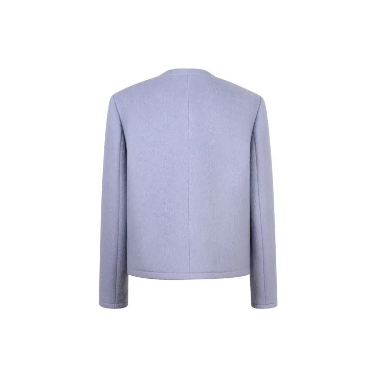Three Quarters Cropped Coat Women's Purple-1