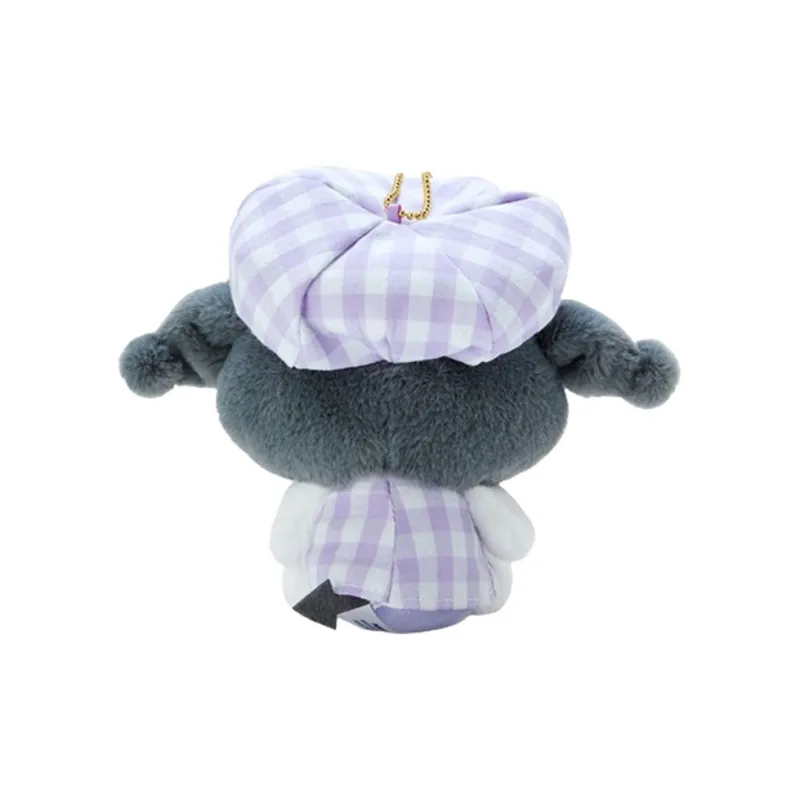 Sanrio Kuromi Colorful Plaid Newsboy Cap Dolls Plush Pendant 16cm High-1