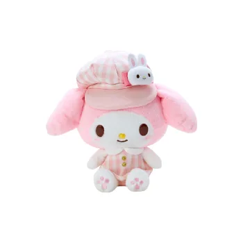 Sanrio My Melody S Size Multicolor Checkered Newsboy Cap Dolls Plush Doll 22cm Height