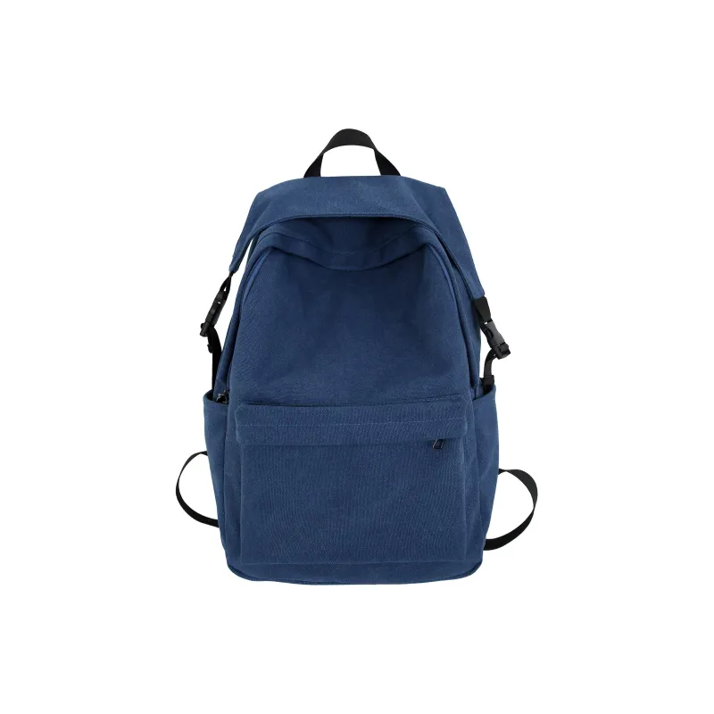 Techson Canvas Backpack Medium Size Unisex Black/Gray/Blue-5
