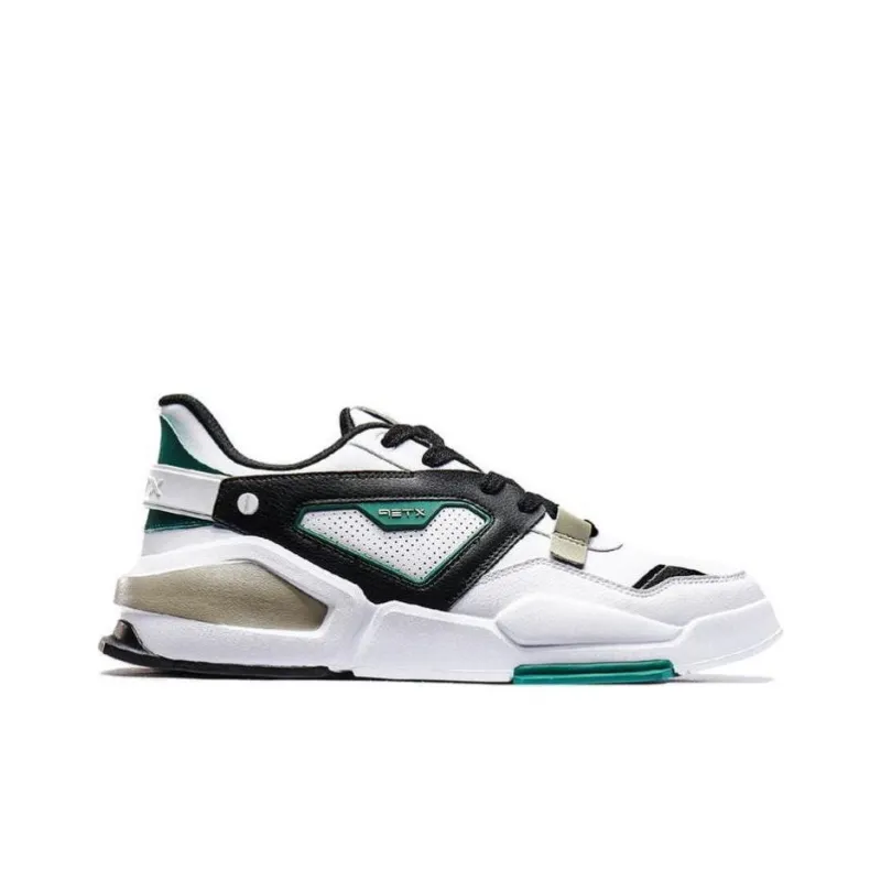 XTEP Slip Resistant Coverage Low Top Skateboard Shoes Men's White Black Green-1