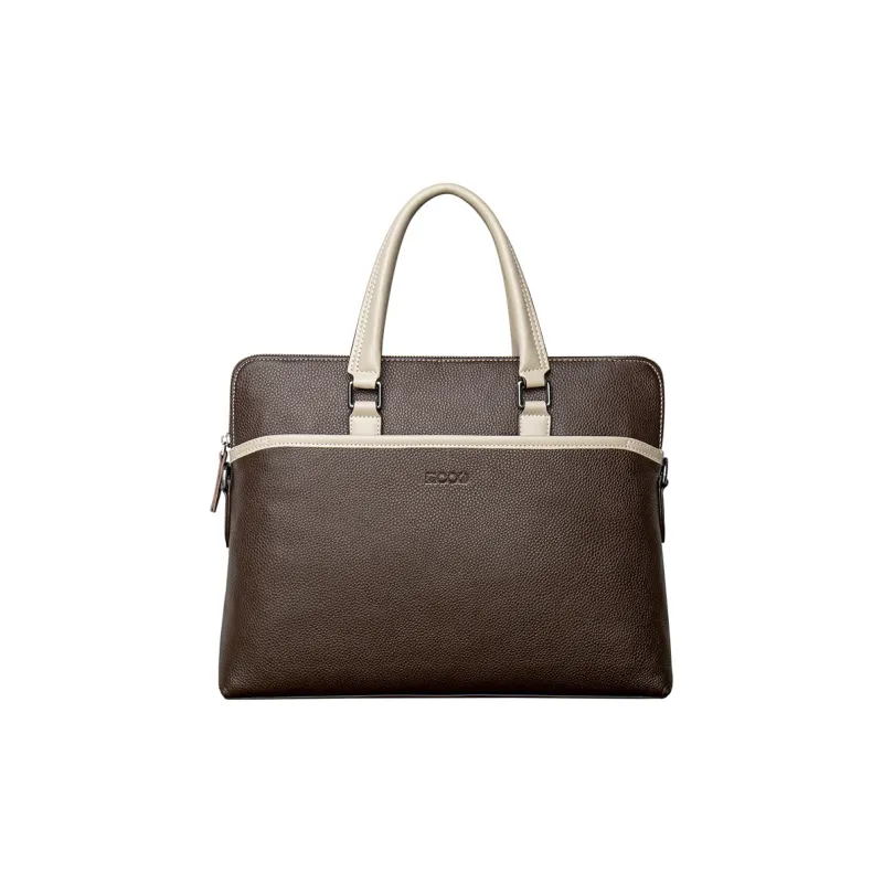 COW Top Grain Cow Leather Laptop Bags Briefcases Large Size Men's Black-11
