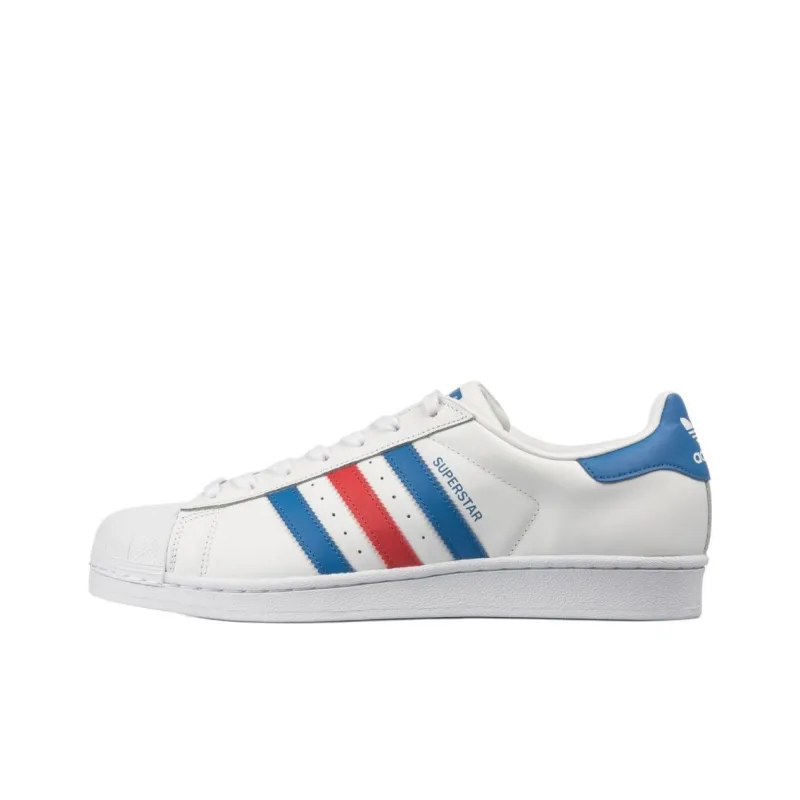 Adidas Originals SUPERSTAR Slip Resistant Cushioning Low Top Skateboard Shoes Men's White Blue-0