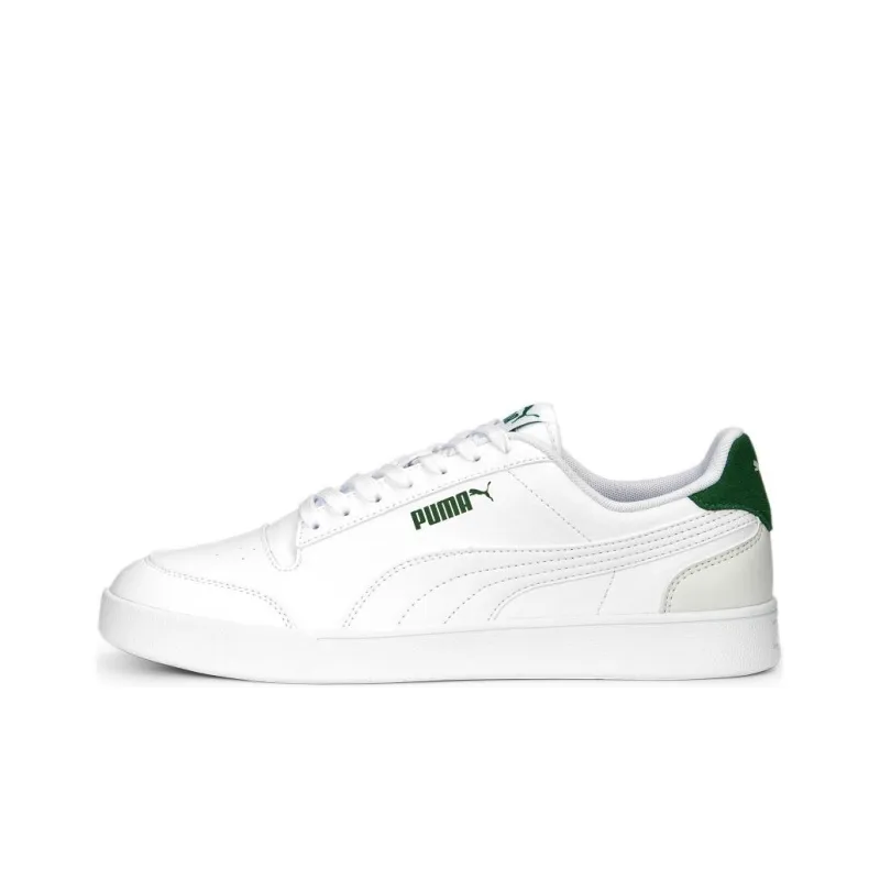 PUMA Shuffle Cushioning Wear Resistant Low Top Skateboard Shoes Unisex White Green-0