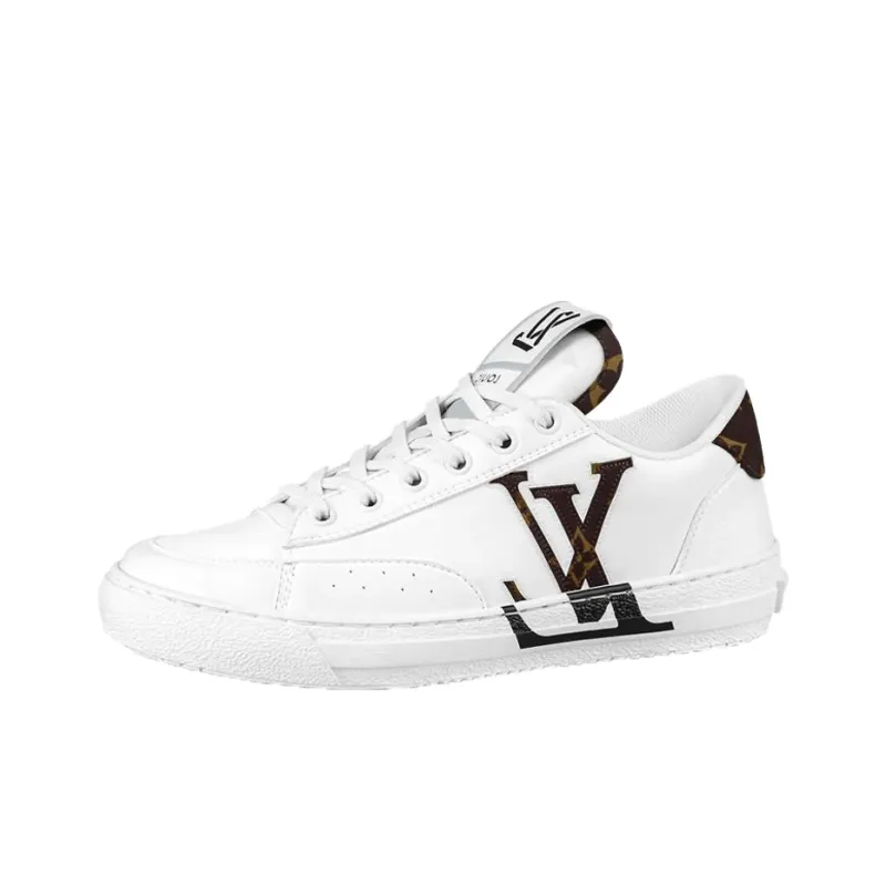 LOUIS VUITTON Charlie Low Top Stylish Skateboarding Shoes Women's White Brown-1
