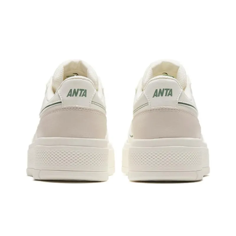 Anta Life Collection Durable Breathable Low Top Skateboard Shoes Women's White Green-3