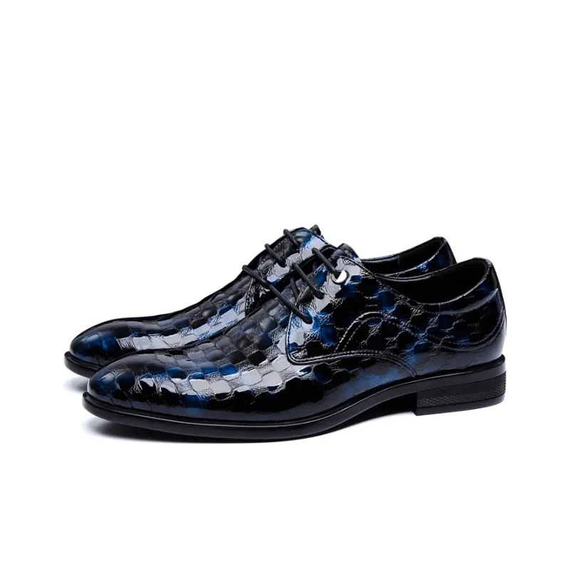 PALMPOLO Dress Shoes Men Low Top Blue/Black-2