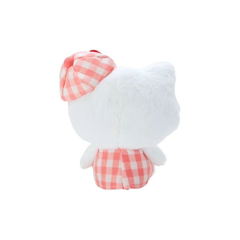 Sanrio Hello Kitty Colorful Plaid Newsboy Cap Dolls Plush Pendant 16cm High-1