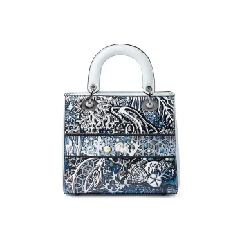 ROBERTA DI CAMERINO Cow Leather Daisie Bag Mom Bag One Shoulder Handbag Medium Size Women's Light Blue Gray/Marine Blue