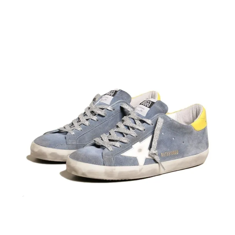 Golden Goose Super Star Low Top Skateboard Shoes Men's Blue White Yellow-3
