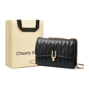 Chearly Kitity Synthetic Leather Shoulder Bag Medium Size Women's Black/White