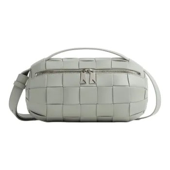 Bottega Veneta Calfskin Handbag, Shoulder Bag, Crossbody Bag Small Size Men's Gray