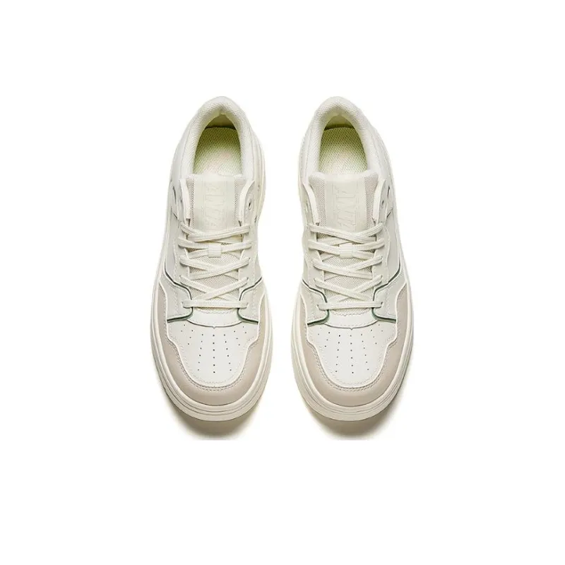 Anta Life Collection Durable Breathable Low Top Skateboard Shoes Women's White Green-2