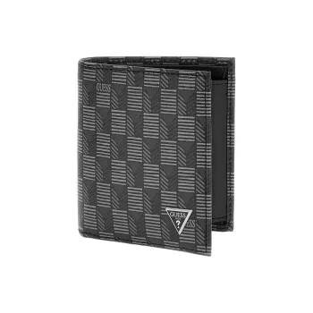GUESS Artificial Leather Wallet Men's Black Floral Pattern