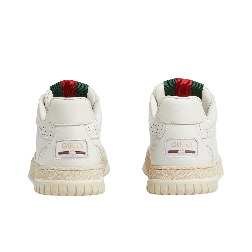 【GUCCI】「RE-WEB」ホワイトレザー スニーカー GUCCI Re-Web $1150 Men's White Leather Sneakers New And