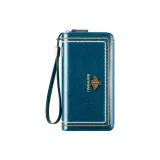 Peacock Blue (Waxed Leather) 45 Card Slot (Anti-Skimming)