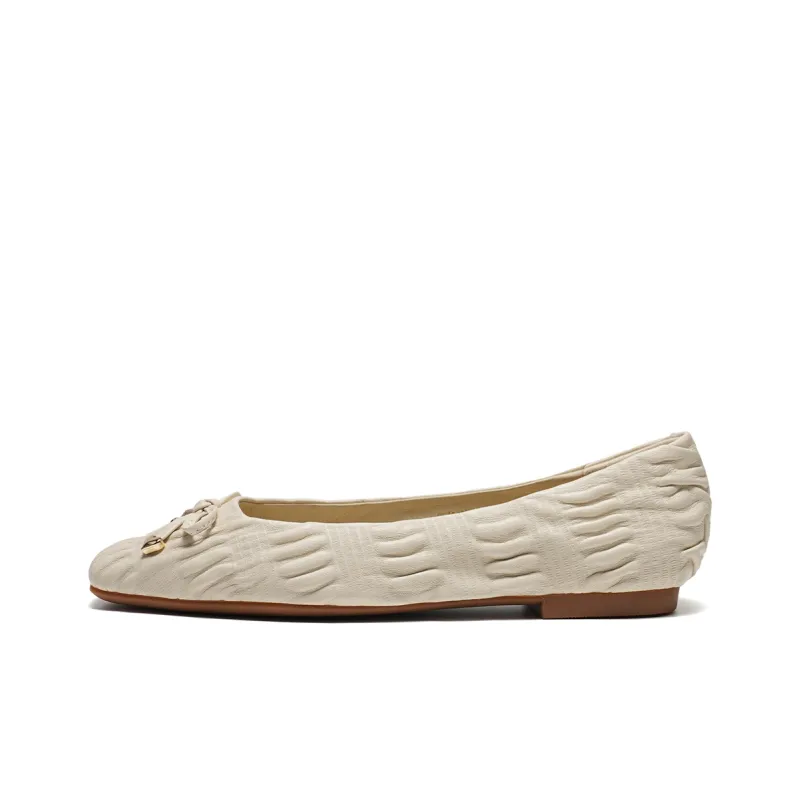 ST&SAT Light Mouth Single Shoe Flat Women's Black White-4