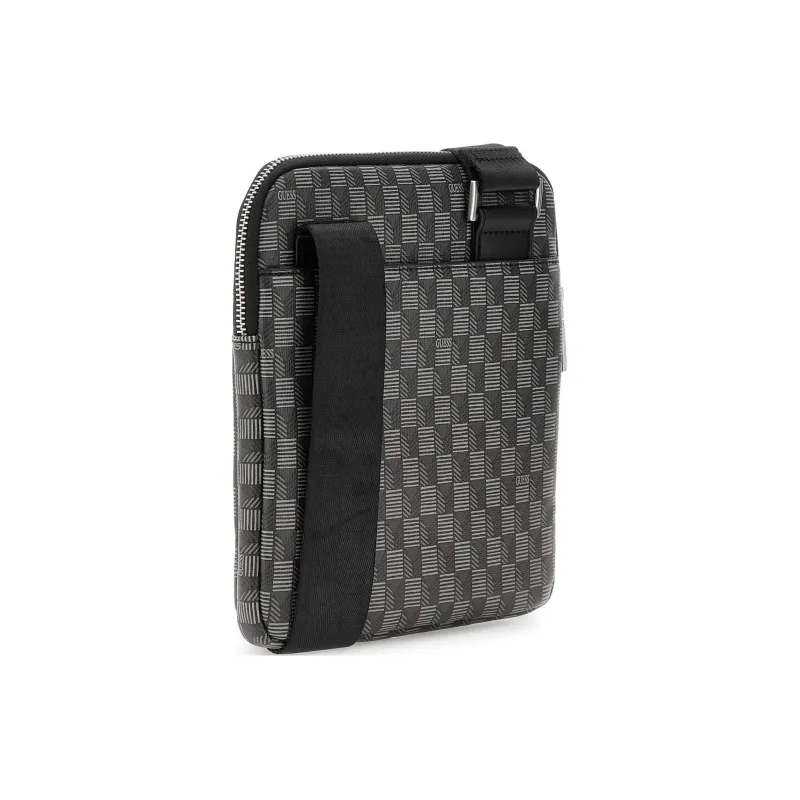 GUESS Recycled Saffiano Artificial Leather Shoulder Bag, Crossbody Bag Men's Black Floral Print-1