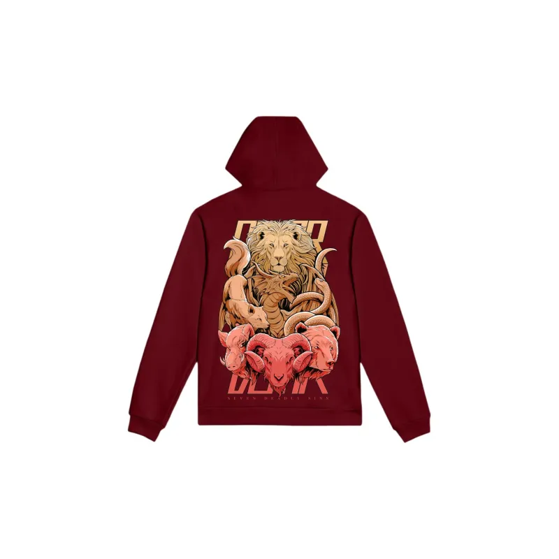 Dolly Noire 7 Deadly Sins Hoodie Bordeau Sweatshirt Men's Red-1