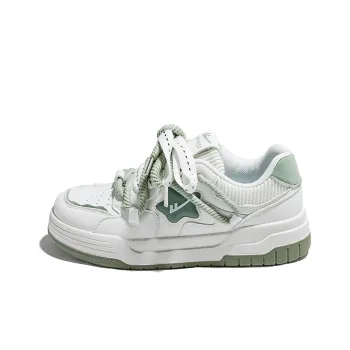 Warrior Lightweight Height Increasing Low Top Skateboard Shoes Women's White Green