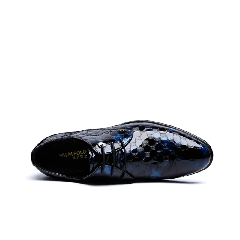 PALMPOLO Dress Shoes Men Low Top Blue/Black-1