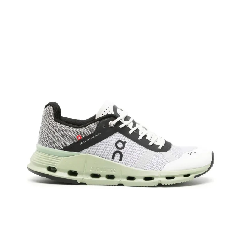 On Cloudnova Anti-Slip Wear-Resistant Low-Top Long Distance Running Running Shoes Women's White Gray Green-1