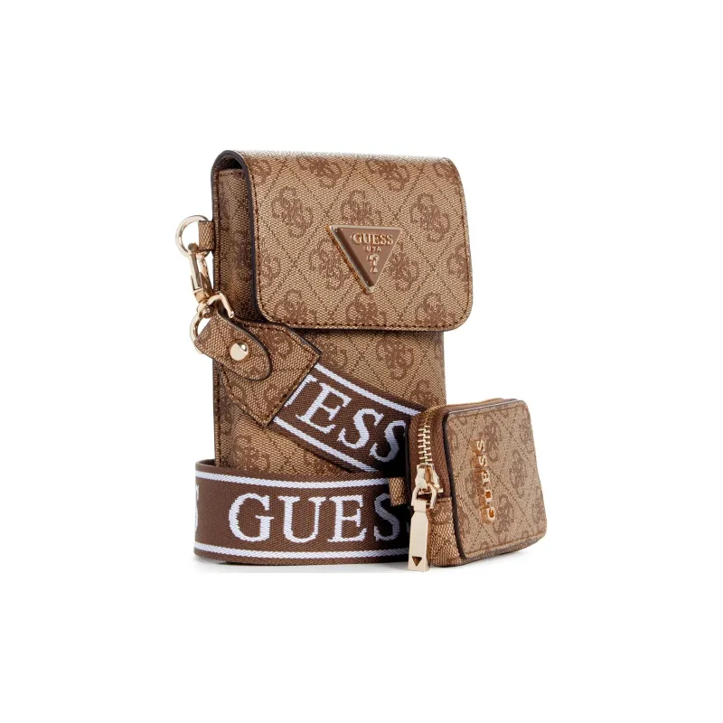 GUESS Artificial Leather Cell Phone Pouch Shoulder Bag Crossbody Bag Mini Women's Brown-1