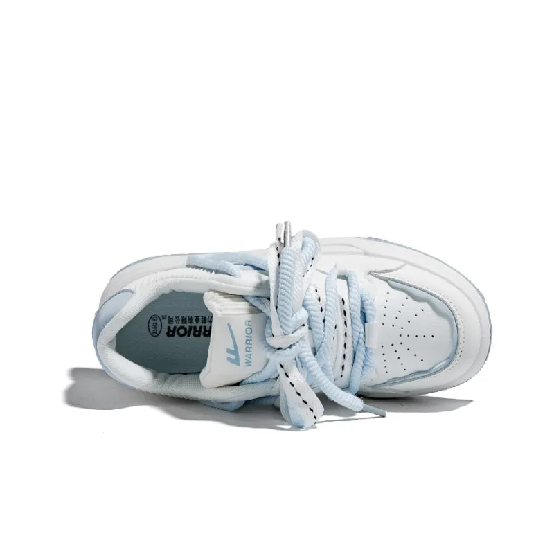 Warrior Wear resistant And Lightweight Low Top Skateboard Shoes Women's White Blue-2