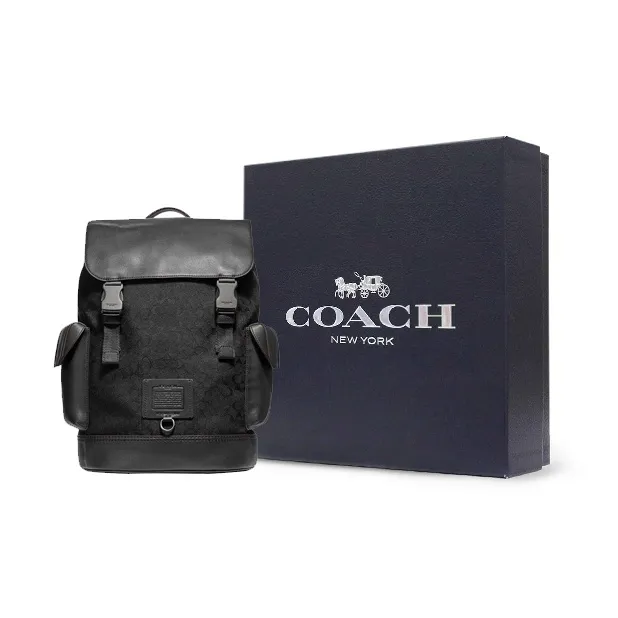 COACH Rivington Coated Canvas Travel Bags Backpack Large Size Men's Black-5