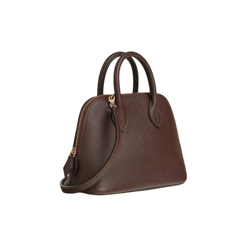 HERMES Bolide Evercolor Calfskin Bowling Bag Handbag Shoulder Bag Crossbody Bag Mini Women's Mocha With Blue Accents-1