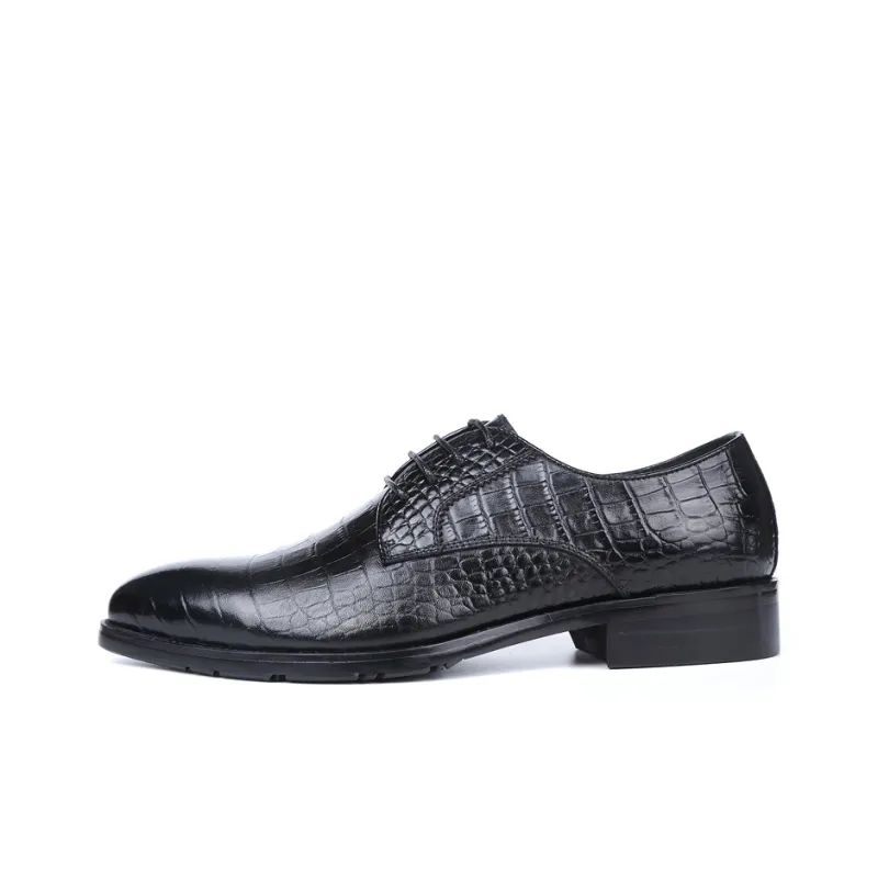 Romon Dress Shoes Men Low Top Black, Burgundy-0