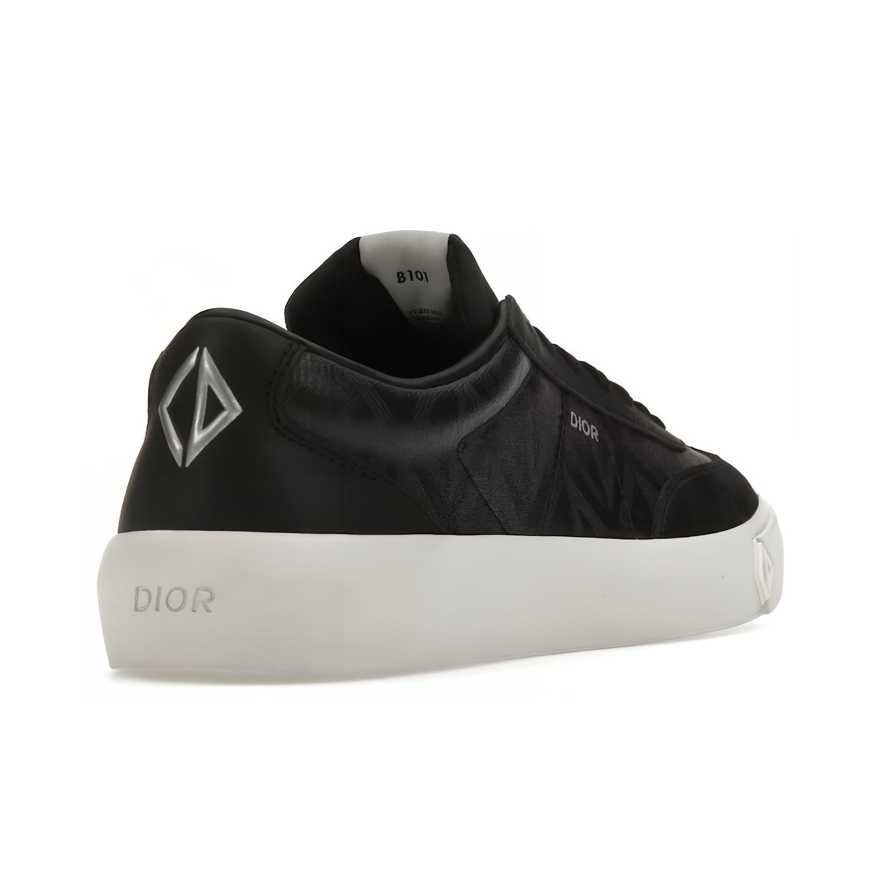 【★DIOR★】CD Diamond B101 スリッポンスニーカー Dior Men's B101 Black CD Diamond Canvas and Smooth Calfskin
