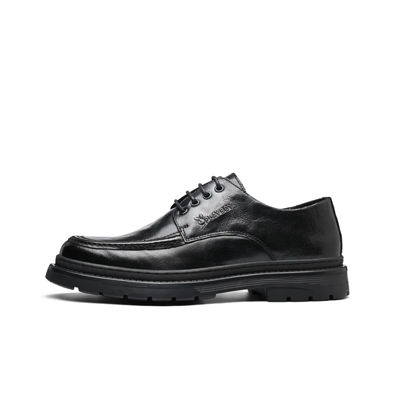 Playboy Playboy Business Casual Leather Shoes Men's Black Low-Top-3