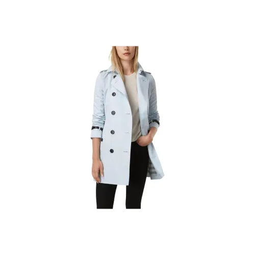 Burberry Trench Coats Women's Light Blue