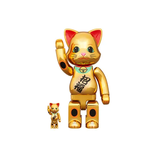 BE@RBRICK 100% 400% Lucky Cat, Attracts Fortune, Electroplated Gold Trendy Figures 7cm/28cm