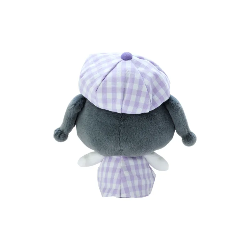 Sanrio Kuromi S Size, Multicolor Checkered Newsboy Cap Dolls Plush Doll 21cm Height-1