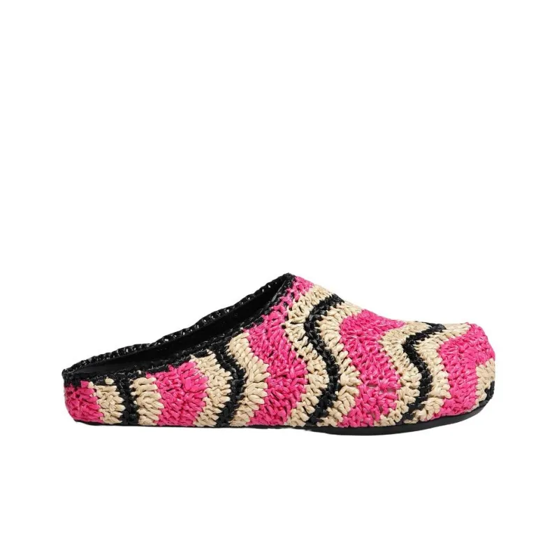 MARNI Rubber Sole Abrasion Resistant Closed Toe Slippers Women's Purple Yellow Black-1