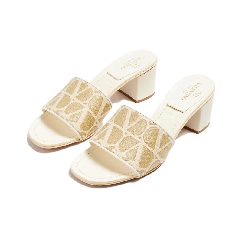 Valentino Abrasion Resistant Slide Slippers Women's Ecru-2