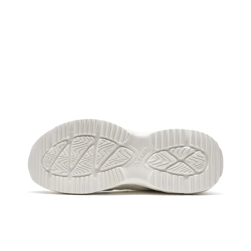 XTEP Slip-Resistant Low-Top Casual Shoes Women's Moonstone Gray/Sail White/Conjugated Green-6