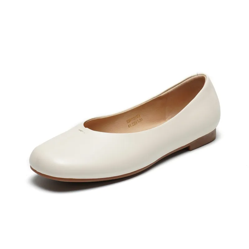 ST&SAT Light Mouth Single Shoe Low Heel Flat Women's Black White 2024 Spring And Summer New Arrival-4