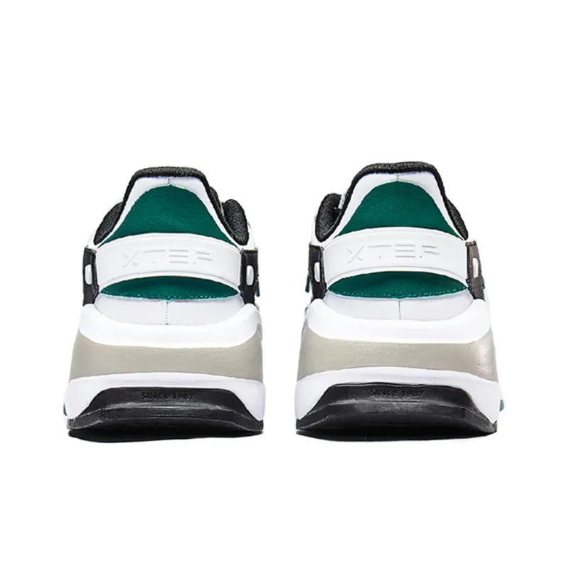 XTEP Slip Resistant Coverage Low Top Skateboard Shoes Men's White Black Green-4