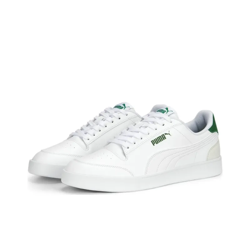 PUMA Shuffle Cushioning Wear Resistant Low Top Skateboard Shoes Unisex White Green-2