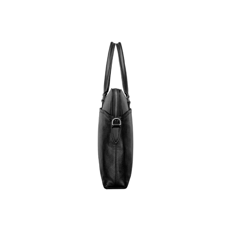 COW Top Grain Cow Leather Laptop Bags Briefcases Large Size Men's Black-5