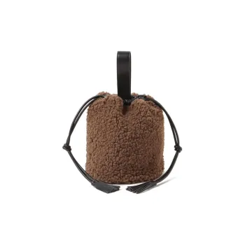 Beams Polyester Bonded Synthetic Leather Handbag Women's Brown