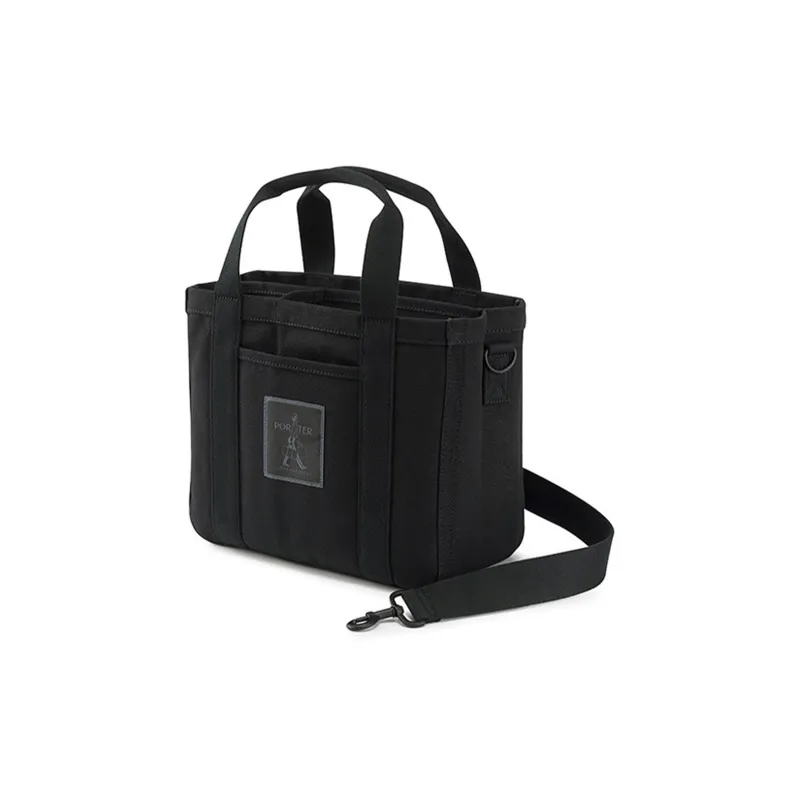 PORTER Heavy Plain Weave Canvas One Shoulder Crossbody Canvas Bag Handbag Unisex Black-1