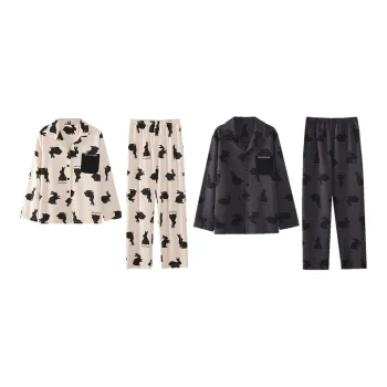 Qin Jing Pajama Set Unisex Gray White