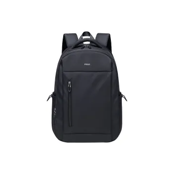 POLO Fabric 16 Inch Computer Graduation Travel Backpack For Men Backpack Tubas Men's Black