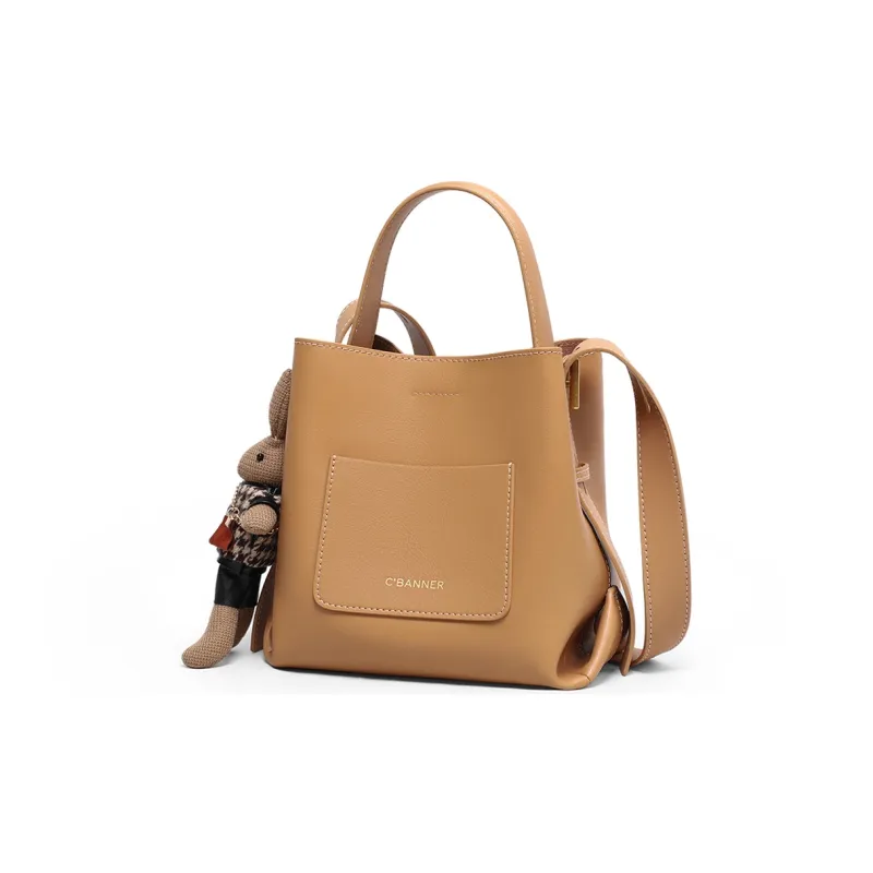 C°BANNER Cow Leather Patchwork Synthetic Leather Bucket Bags Handbags Regular Women's Smoke Gray/Tea Brown-7